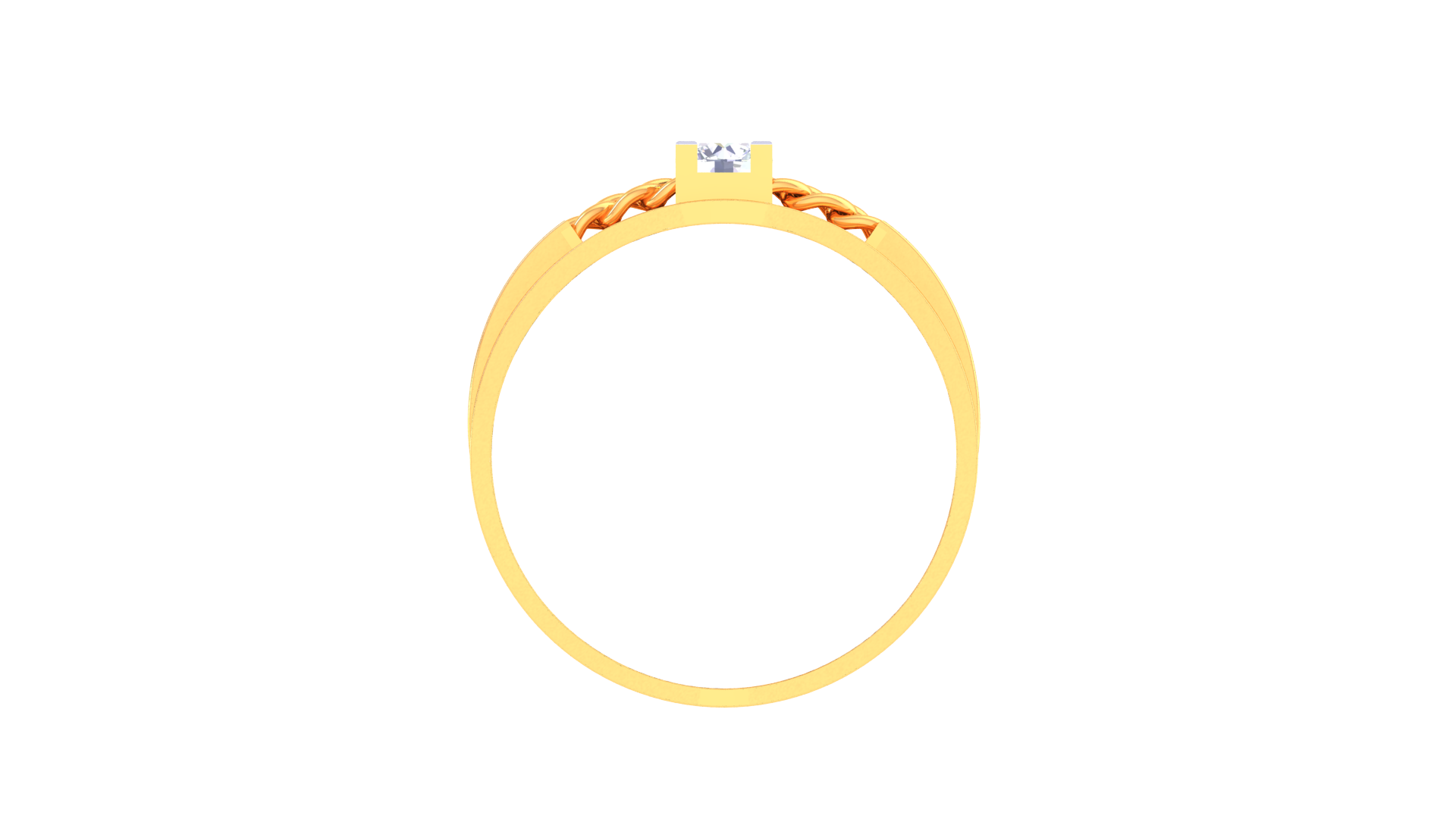 Stylish 925 Silver Couple Rings with Chain Link Design – Rose Gold & Gold Love Bands