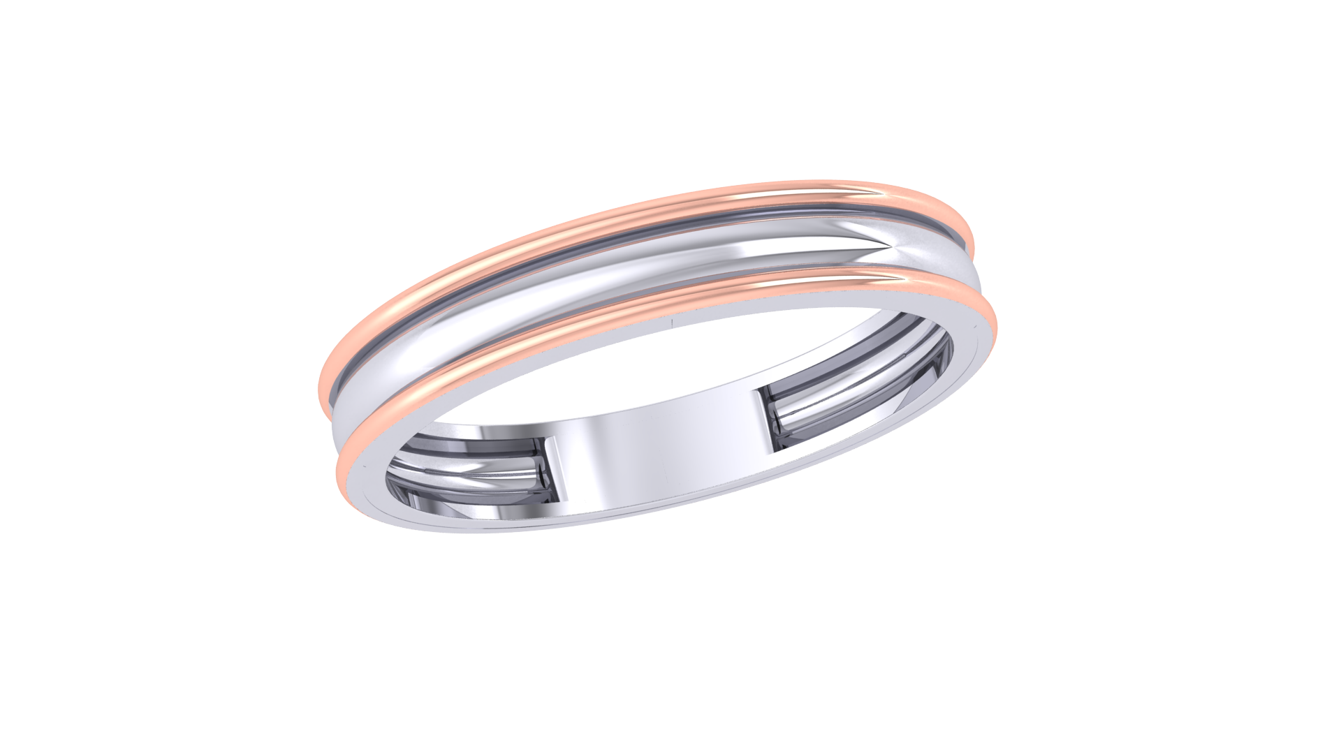 Elegant 925 Silver Couple Rings with Dual-Tone Band Design – Rose Gold & Silver Matching Love Bands