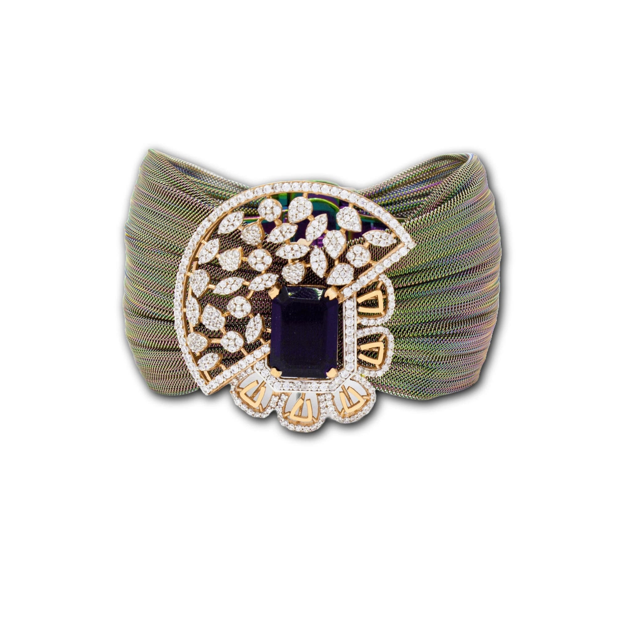 925 Silver Regal Floral Bracelet with Deep Violet Stone