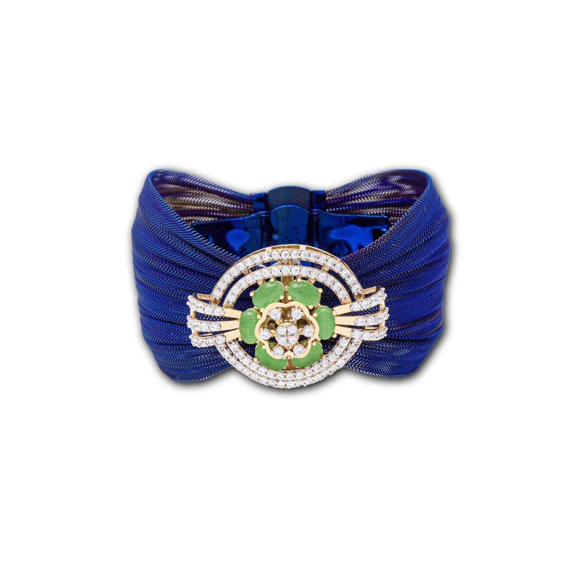 925 Silver Traditional Floral Bracelet in Royal Blue