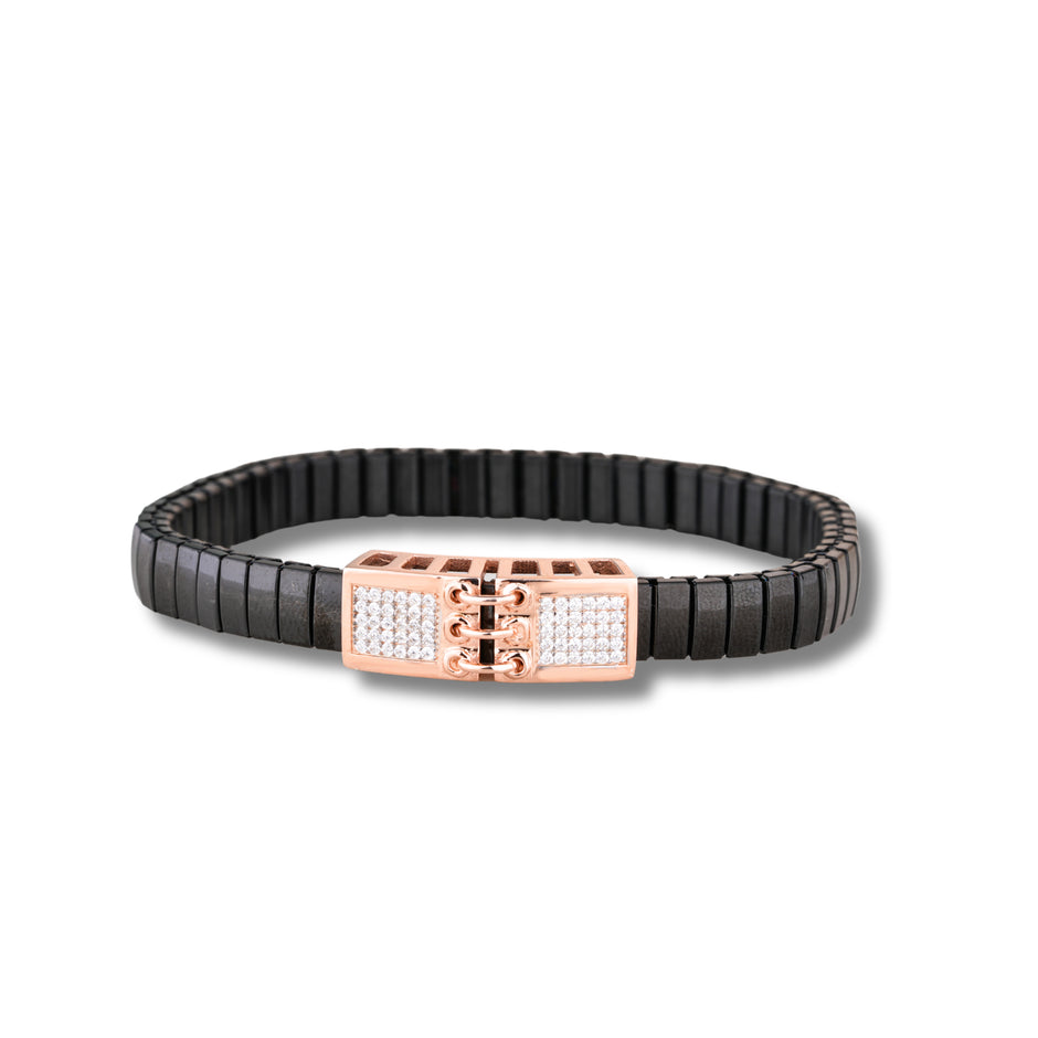 925 Silver Zinnia Traditional Black Bracelet