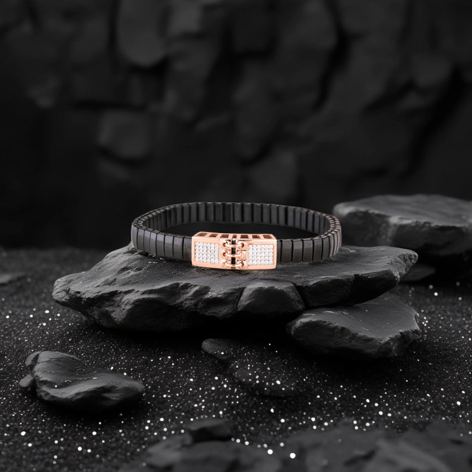925 Silver Zinnia Traditional Black Bracelet