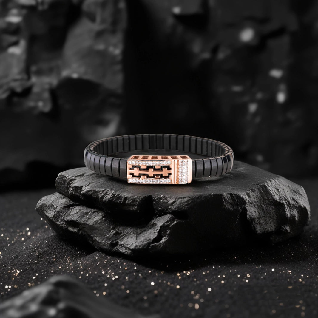 925 Silver Marigold Bracelet – Traditional Black Strap Design