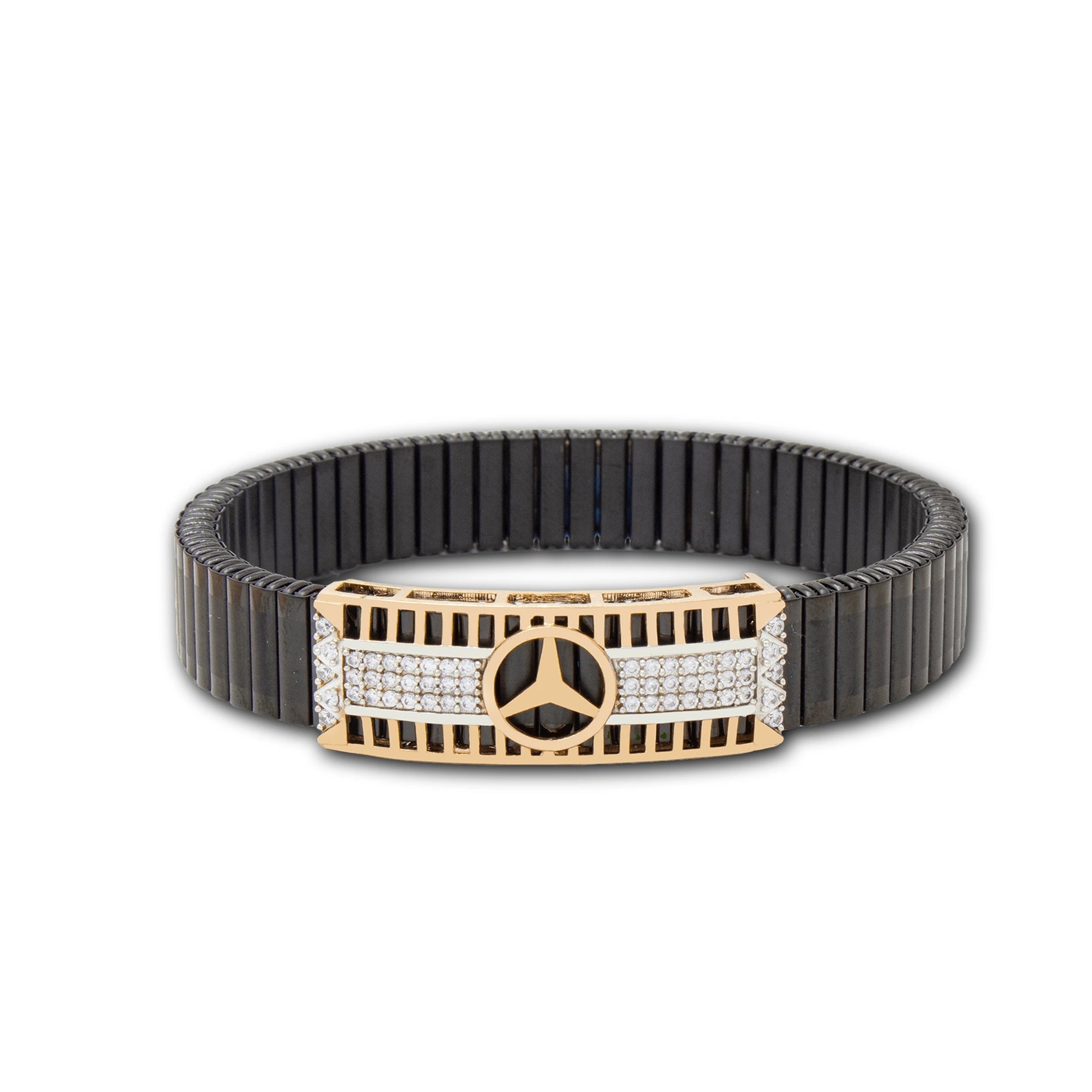 Marigold Traditional Shape Bracelet – 925 Silver Black & Gold Emblem with Zircon