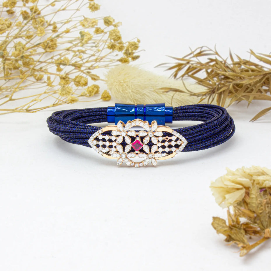 925 Silver Kamal Netra Bracelet – Traditional Royal Lotus Design by Aneytri