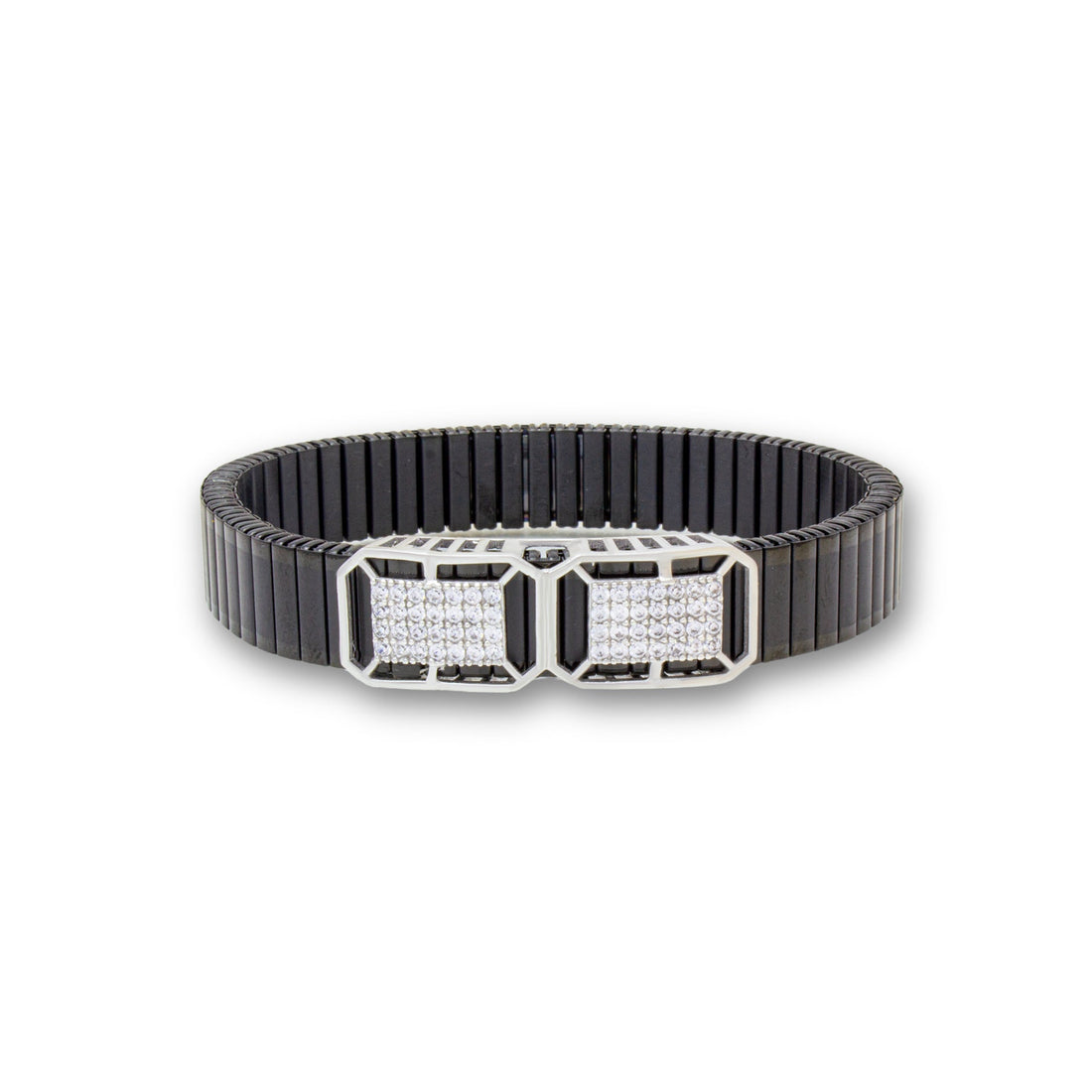 925 Silver Flower Traditional Shape Bracelet – Black & Silver