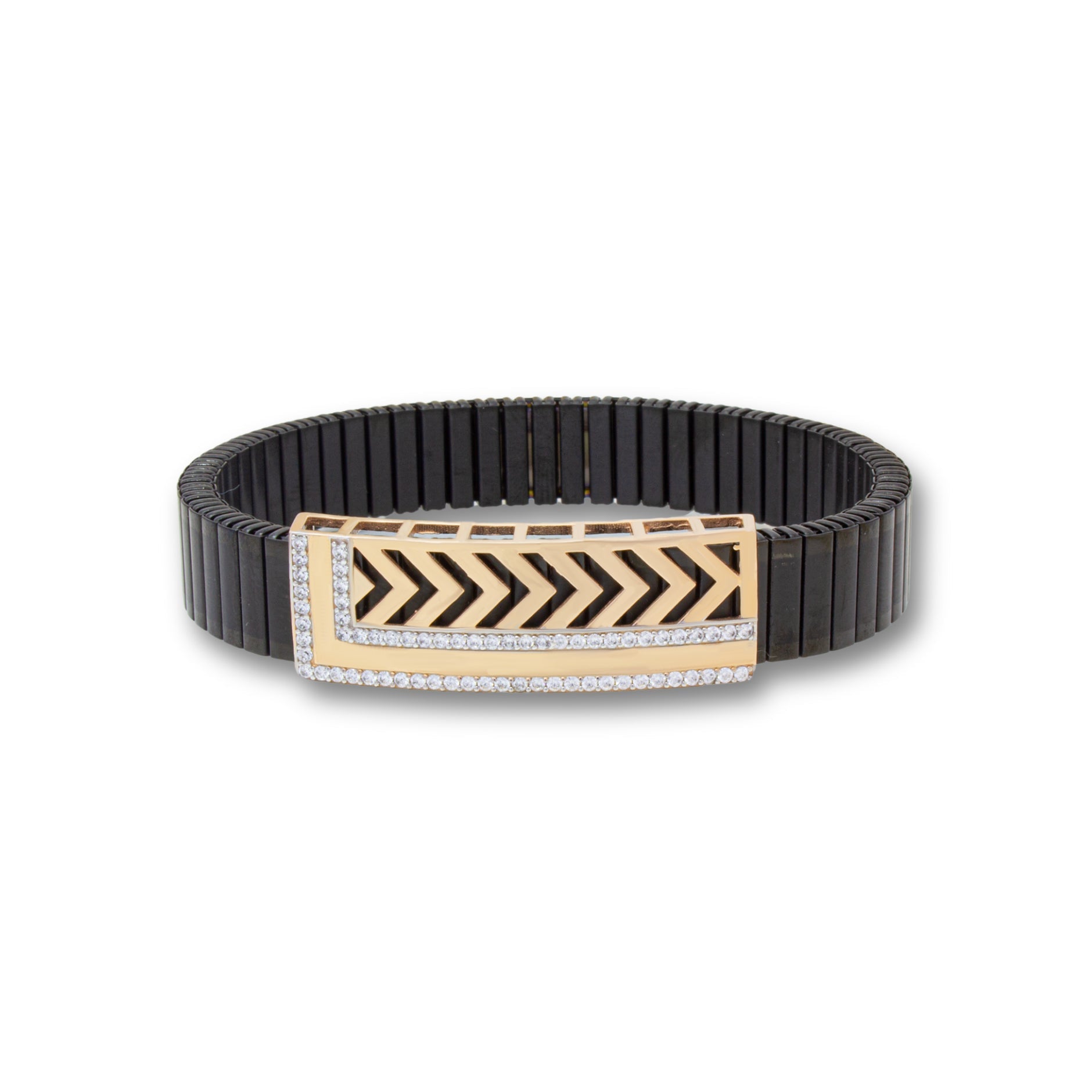 925 Silver Marigold Traditional Shape Bracelet – Gold & Black