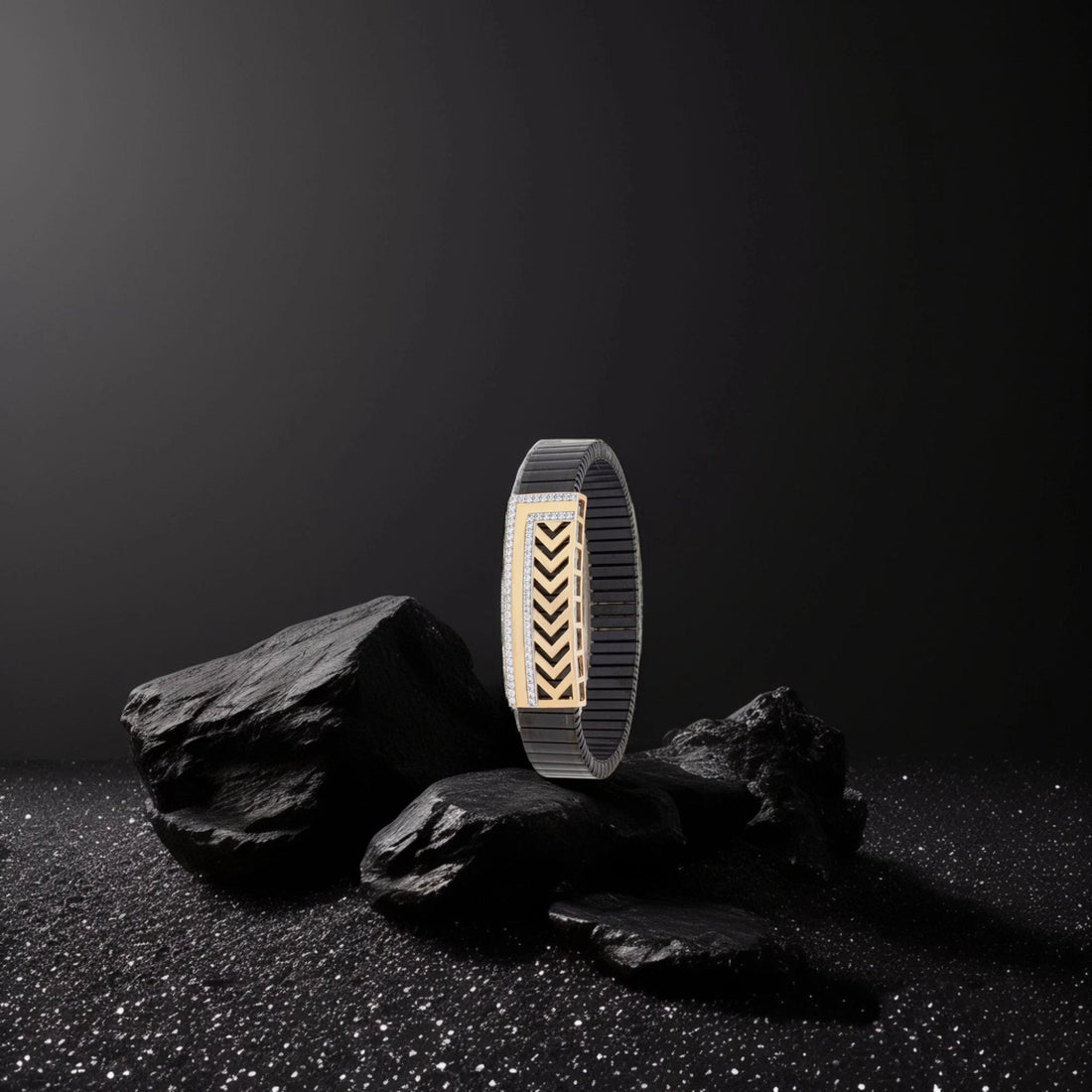 925 Silver Marigold Traditional Shape Bracelet – Gold & Black