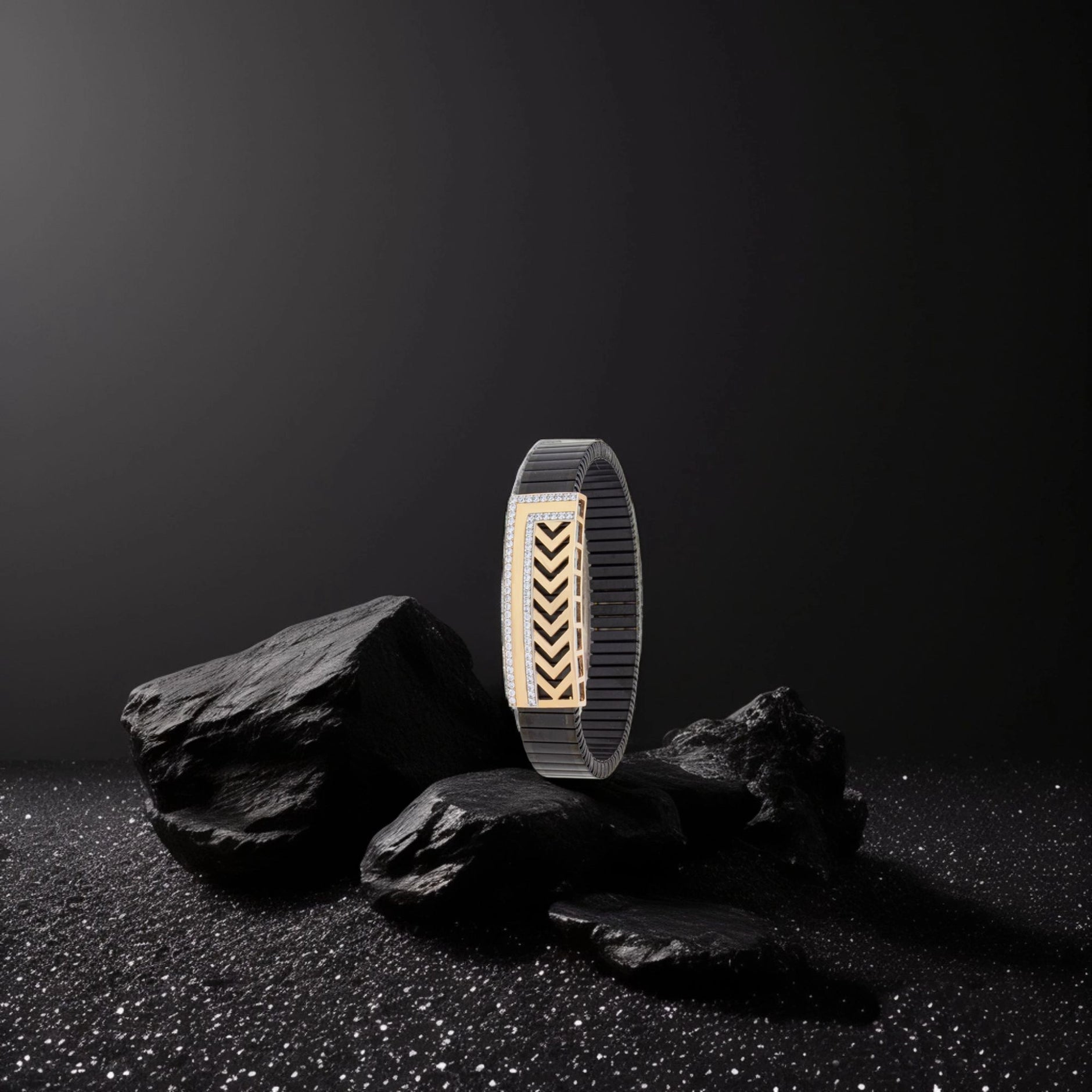 925 Silver Marigold Traditional Shape Bracelet – Gold & Black