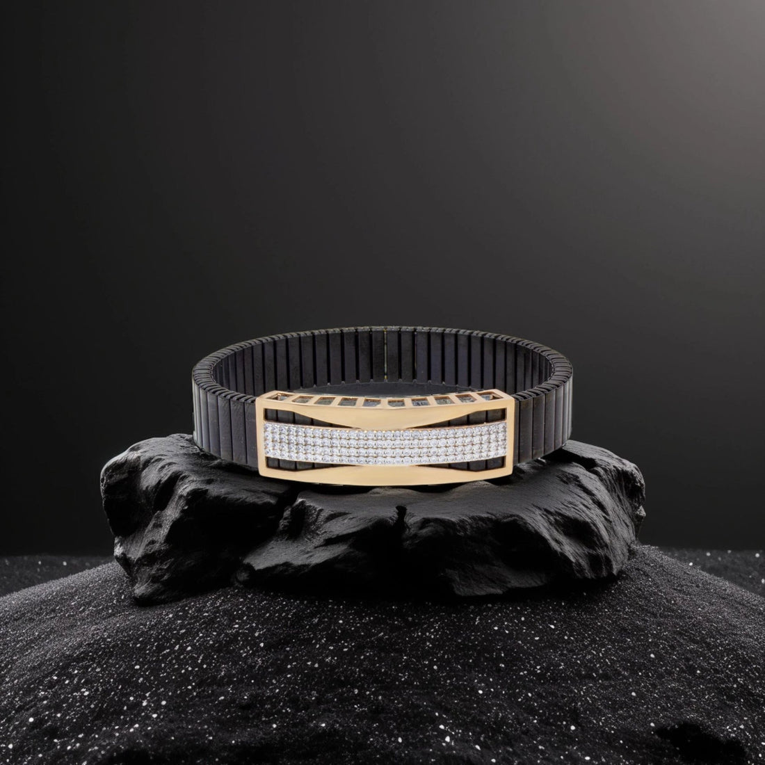 925 Silver Jasmine Traditional Shape Bracelet – Gold & Black
